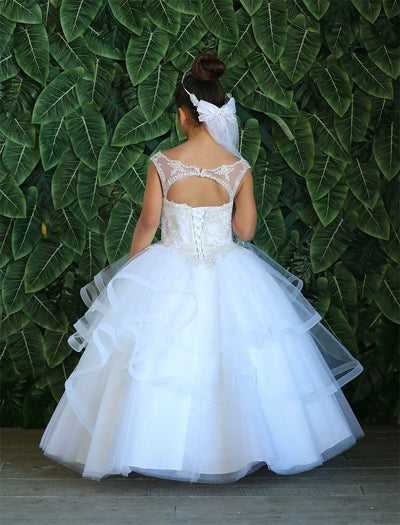 Girls Long Embroidered Dress with Layered Skirt by Calla KY222