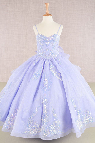 Girls Sequin Applique Sleeveless Gown by Elizabeth K GK106 - 2 / Lilac - Girls Formal Dresses