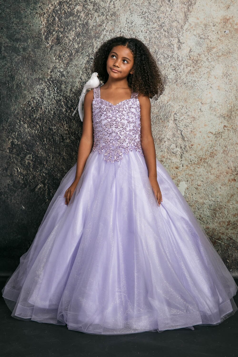 Girls Sequin Applique Sleeveless Gown by Bella Princess C337