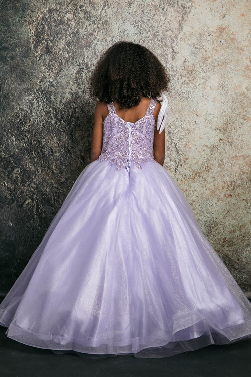 Girls Sequin Applique Sleeveless Gown by Bella Princess C337