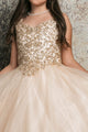 Girls Sequin Applique Sleeveless Gown by Bella Princess C337