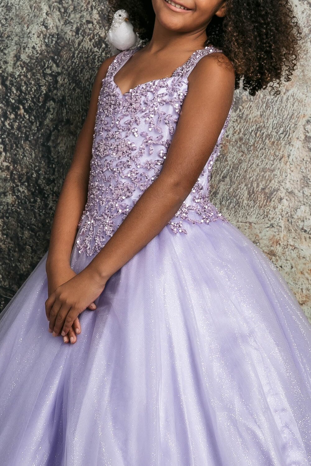 Girls Sequin Applique Sleeveless Gown by Bella Princess C337
