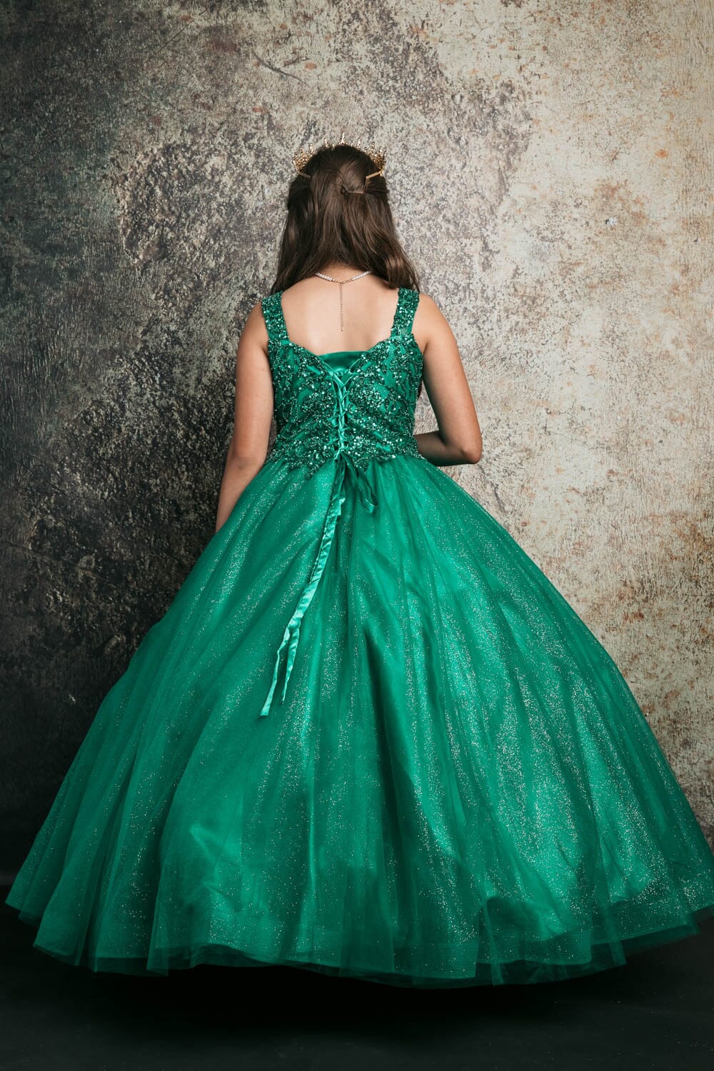 Girls Sequin Applique Sleeveless Gown by Bella Princess C337