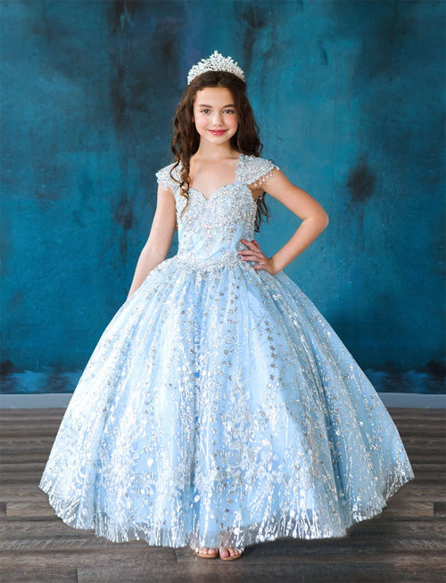 Calla KY226 Sequin Glitter Cap Sleeve Ball Gown