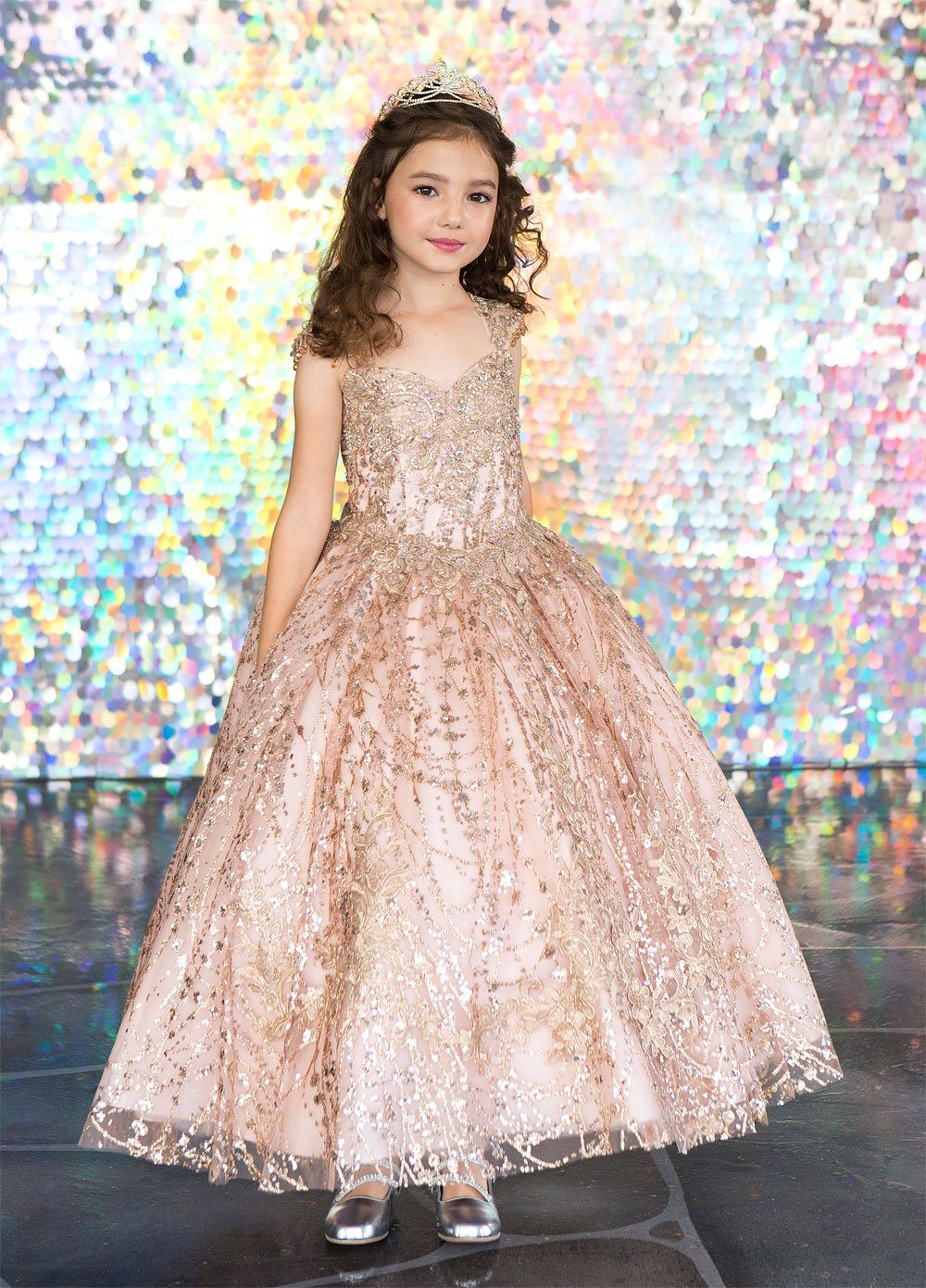 Calla KY226 Sequin Glitter Cap Sleeve Ball Gown