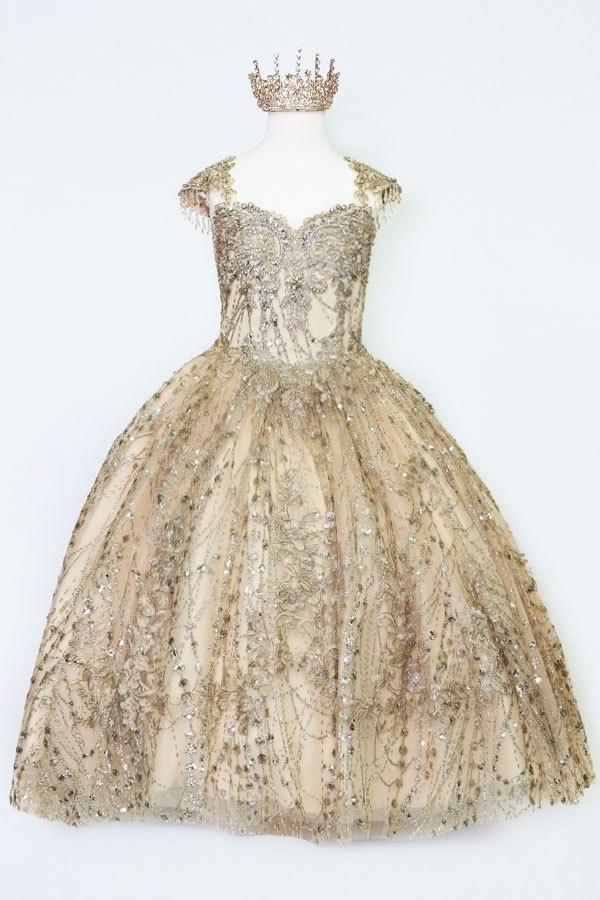 Calla KY226 Sequin Glitter Cap Sleeve Ball Gown