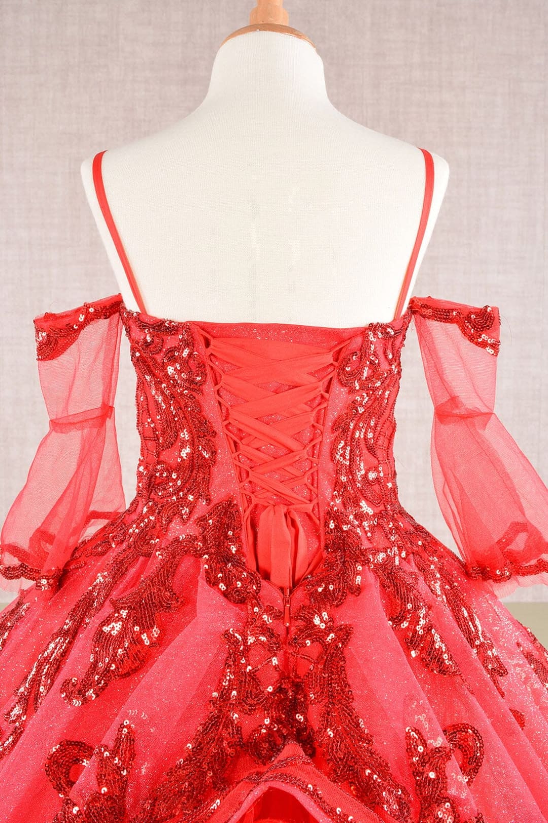 Girls Sequin Print Bell Sleeve Gown by Elizabeth K GK104 - Girls Formal Dresses
