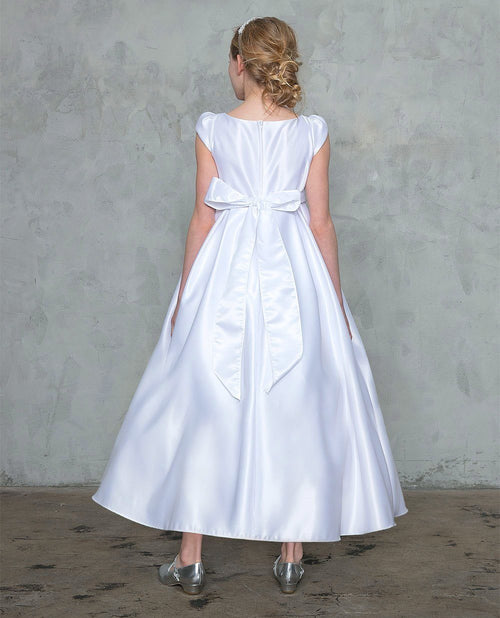 Calla D786 Short-Sleeved Girls' Dress with Beaded Ribbon Waistband