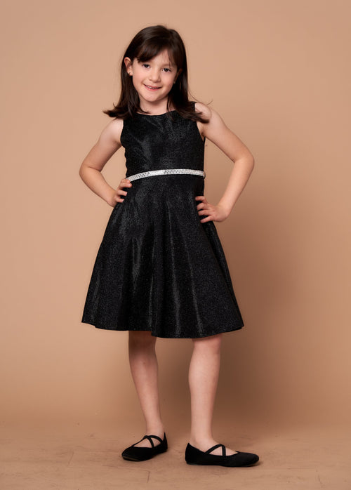 Girls' Short Sleeveless Metallic Glitter Dress by Calla D817