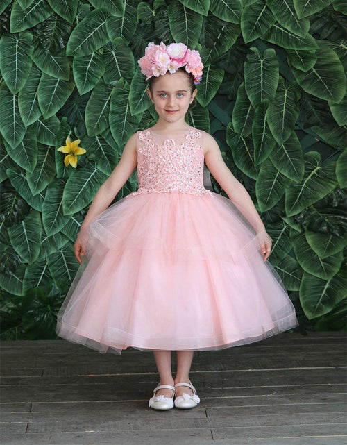 Girls Tea Length Tulle Dress with Embroidered Bodice by Calla D792-Girls Formal Dresses-ABC Fashion