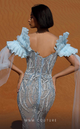 MNM Couture K4041 Sheer Blue Embroidered Gown with Cape Sleeves