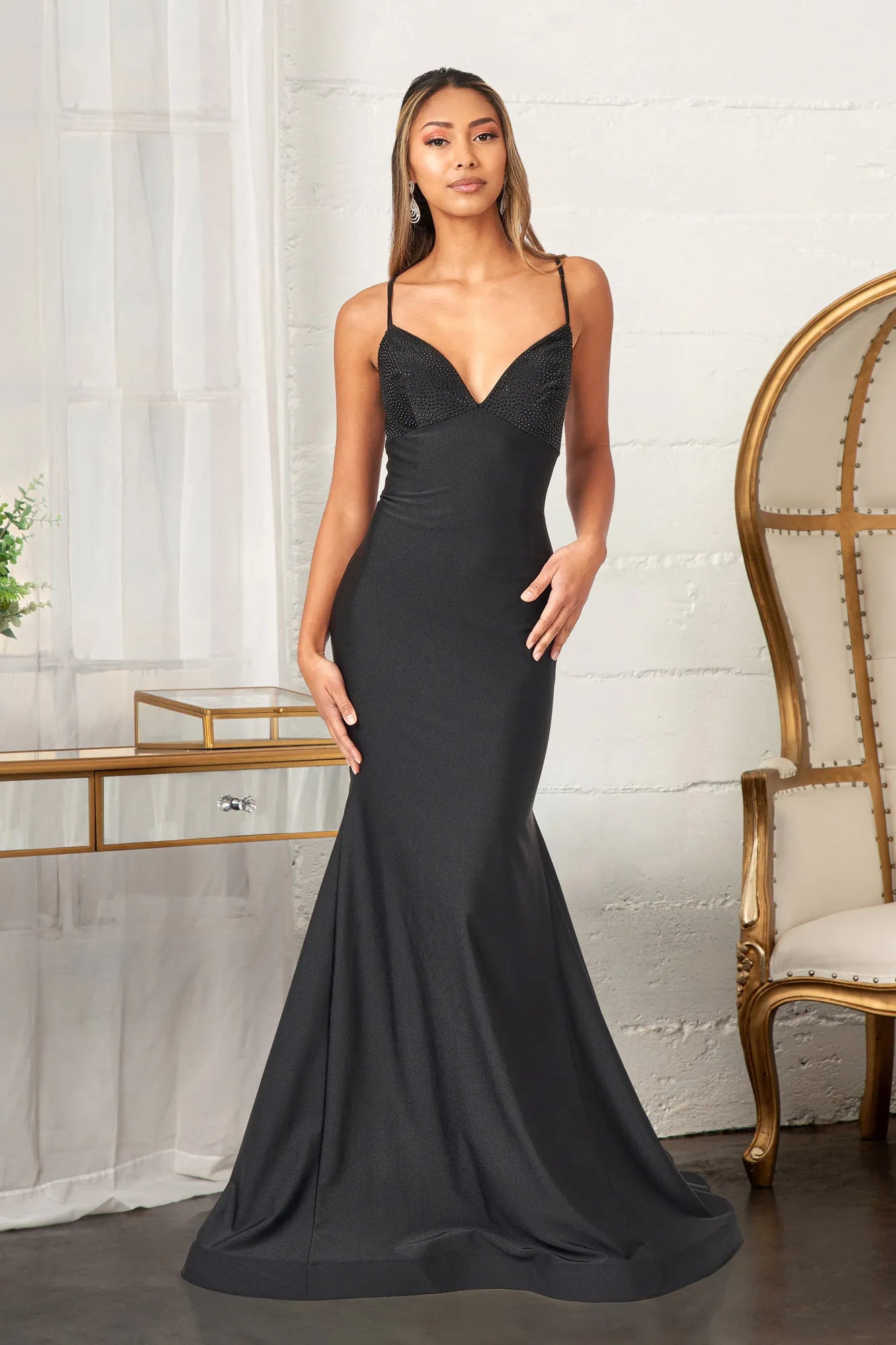 bodycon wedding guest dress Elizabeth K GL3035 Strappy Bodycon Stretch Jersey Wedding Guest Dress