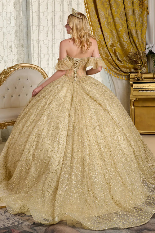 Elizabeth K Off Shoulder Ball Gown GL3632