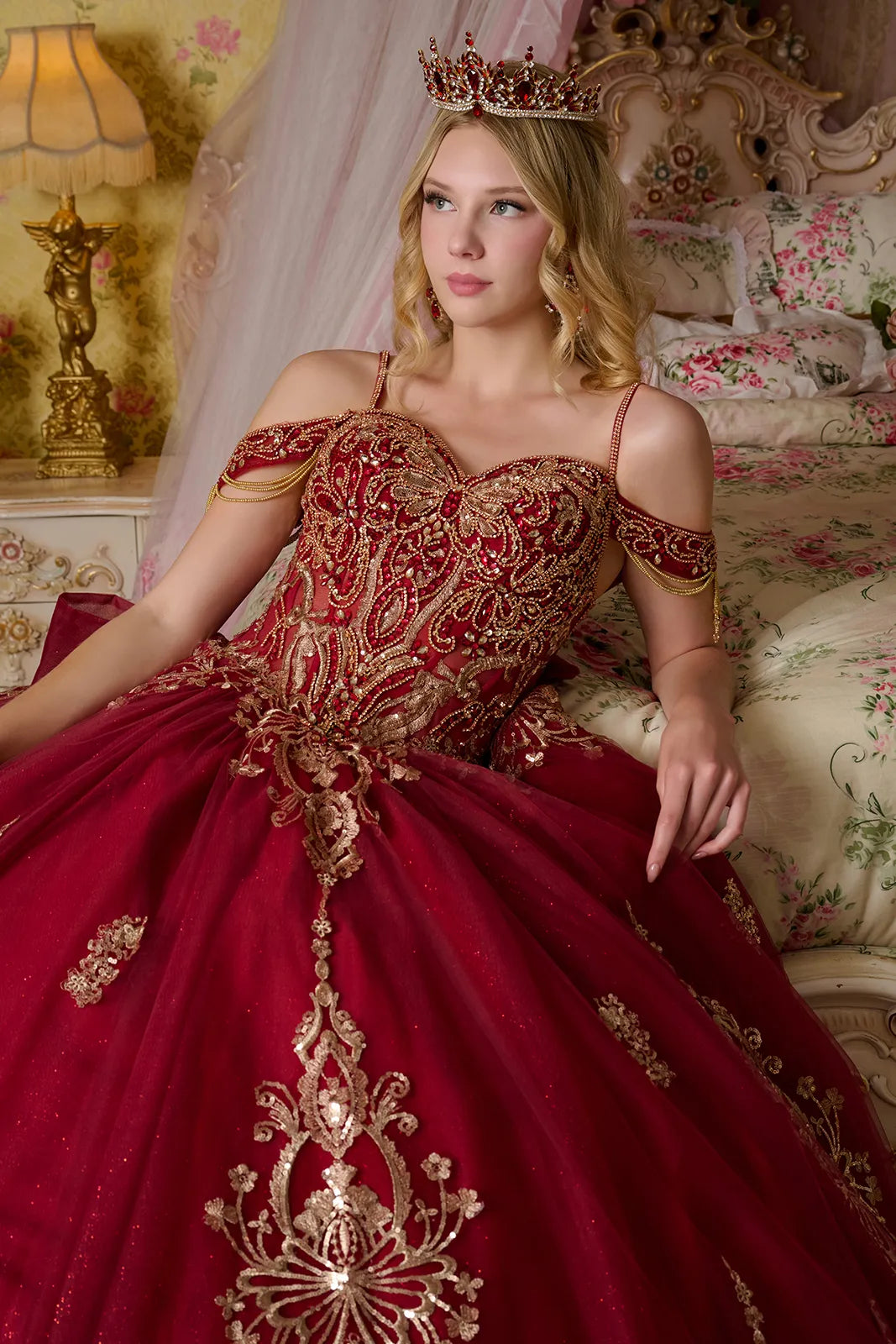 Elizabeth K Cold Shoulder Ball Gown GL3639