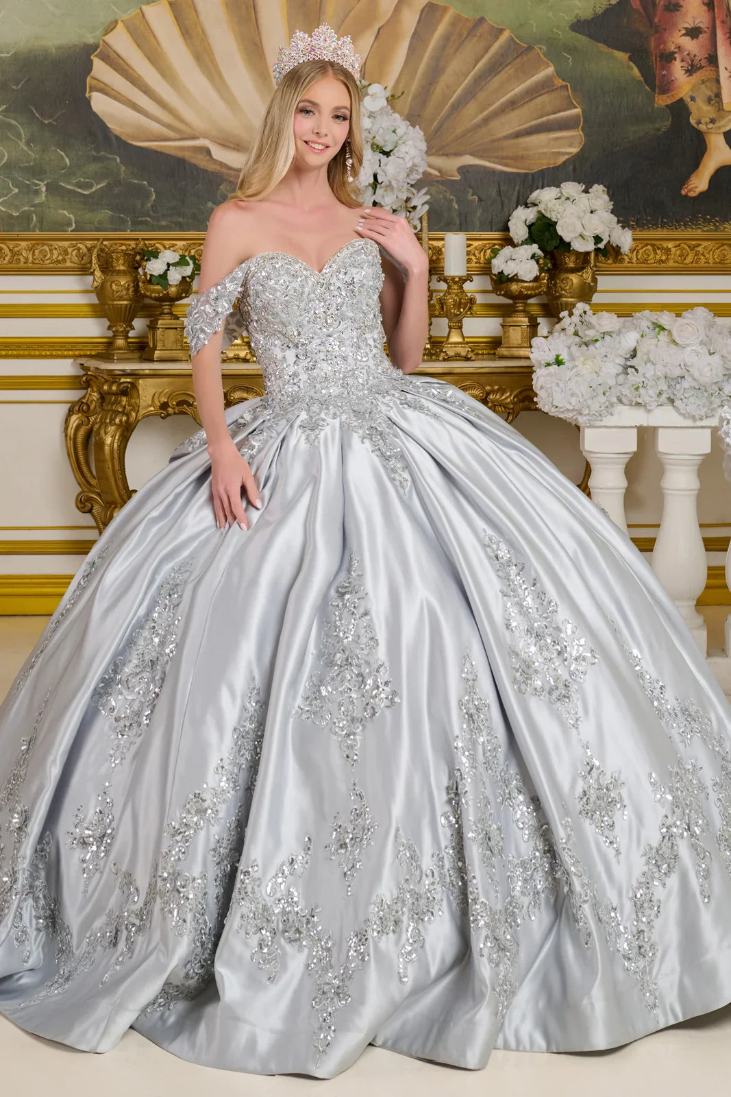 Elizabeth K Satin Sweetheart Ball Gown GL3643