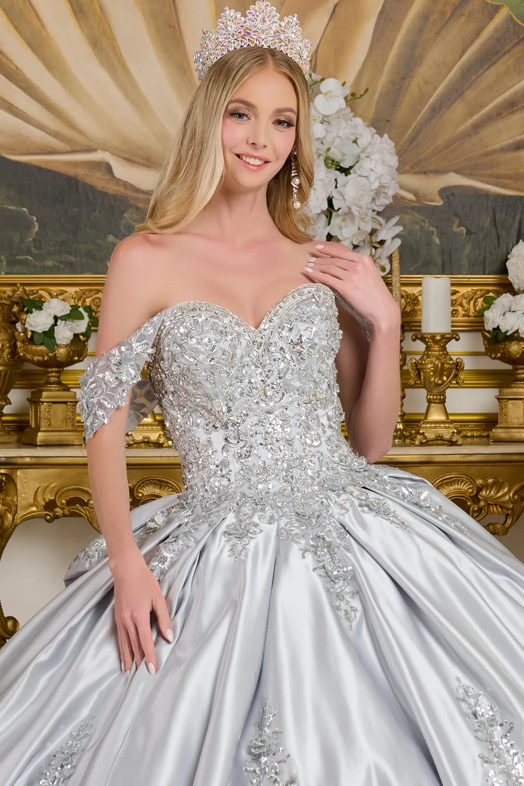 Elizabeth K Satin Sweetheart Ball Gown GL3643