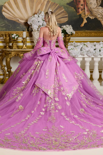 Strapless Long Sleeve Ball Gown by Elizabeth K