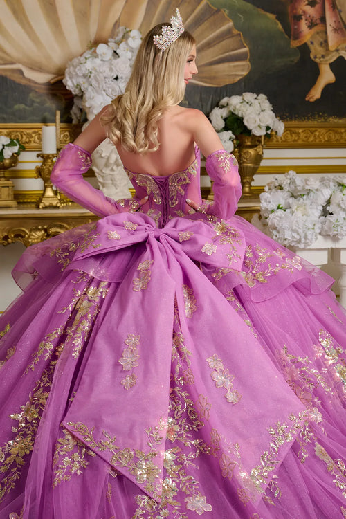 Strapless Long Sleeve Ball Gown by Elizabeth K
