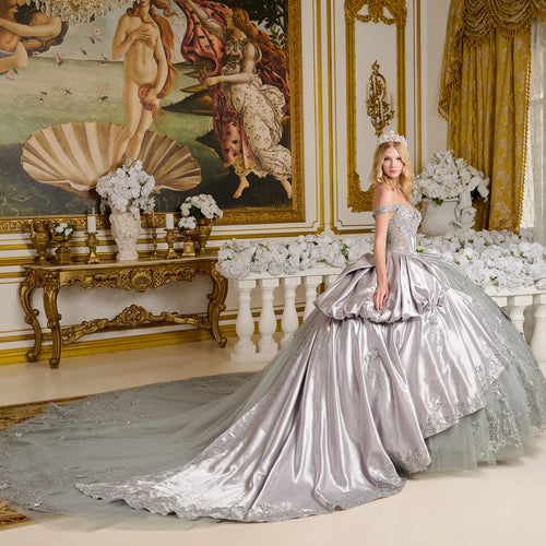 Elizabeth K Off Shoulder Ball Gown GL3652