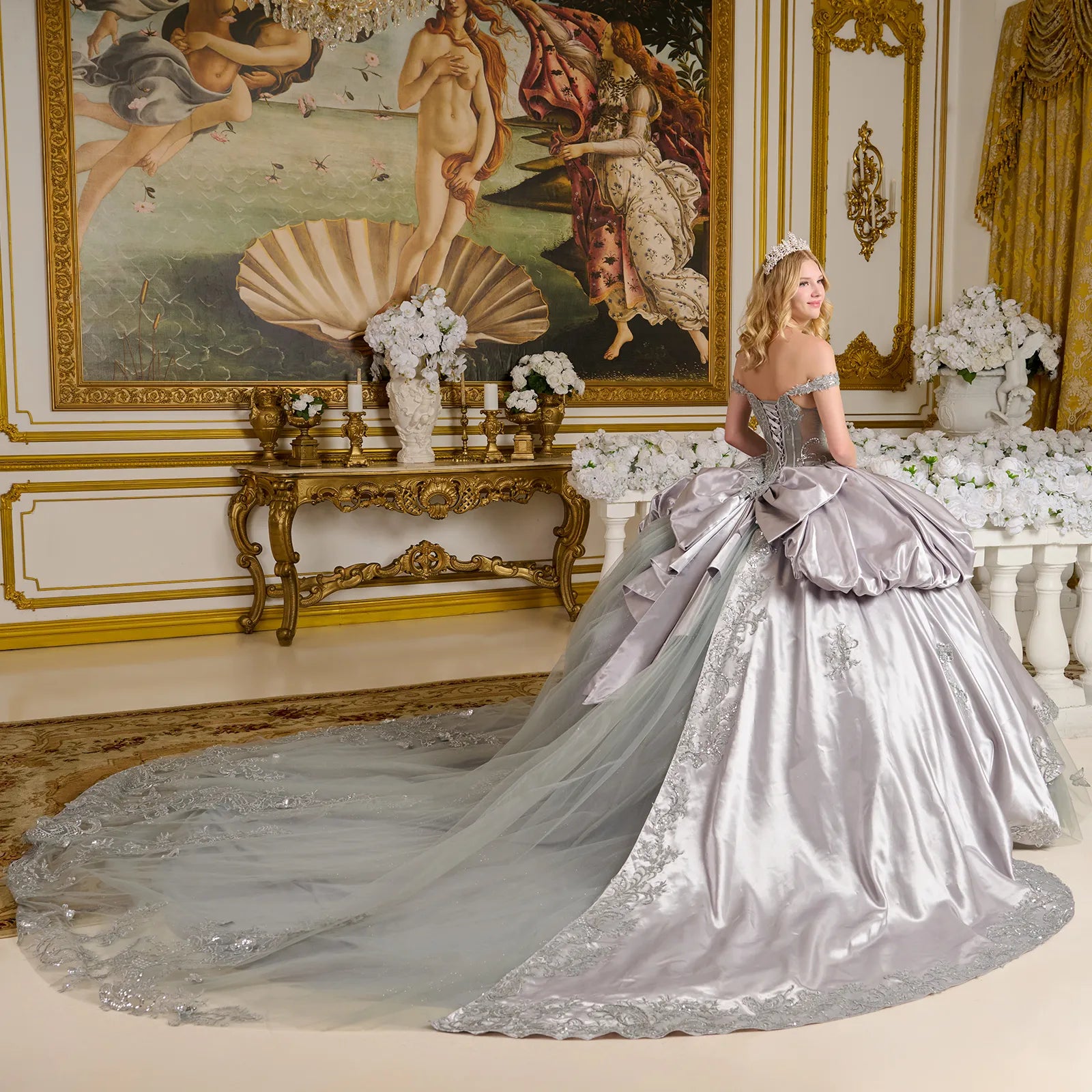 Elizabeth K Off Shoulder Ball Gown GL3652