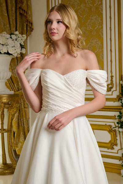 Satin Off Shoulder Bridal Gown GLS by Elizabeth KGL3655