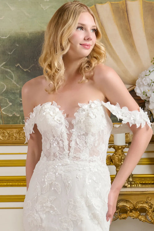 Fitted Off Shoulder Bridal Gown by Elizabeth KGL3656