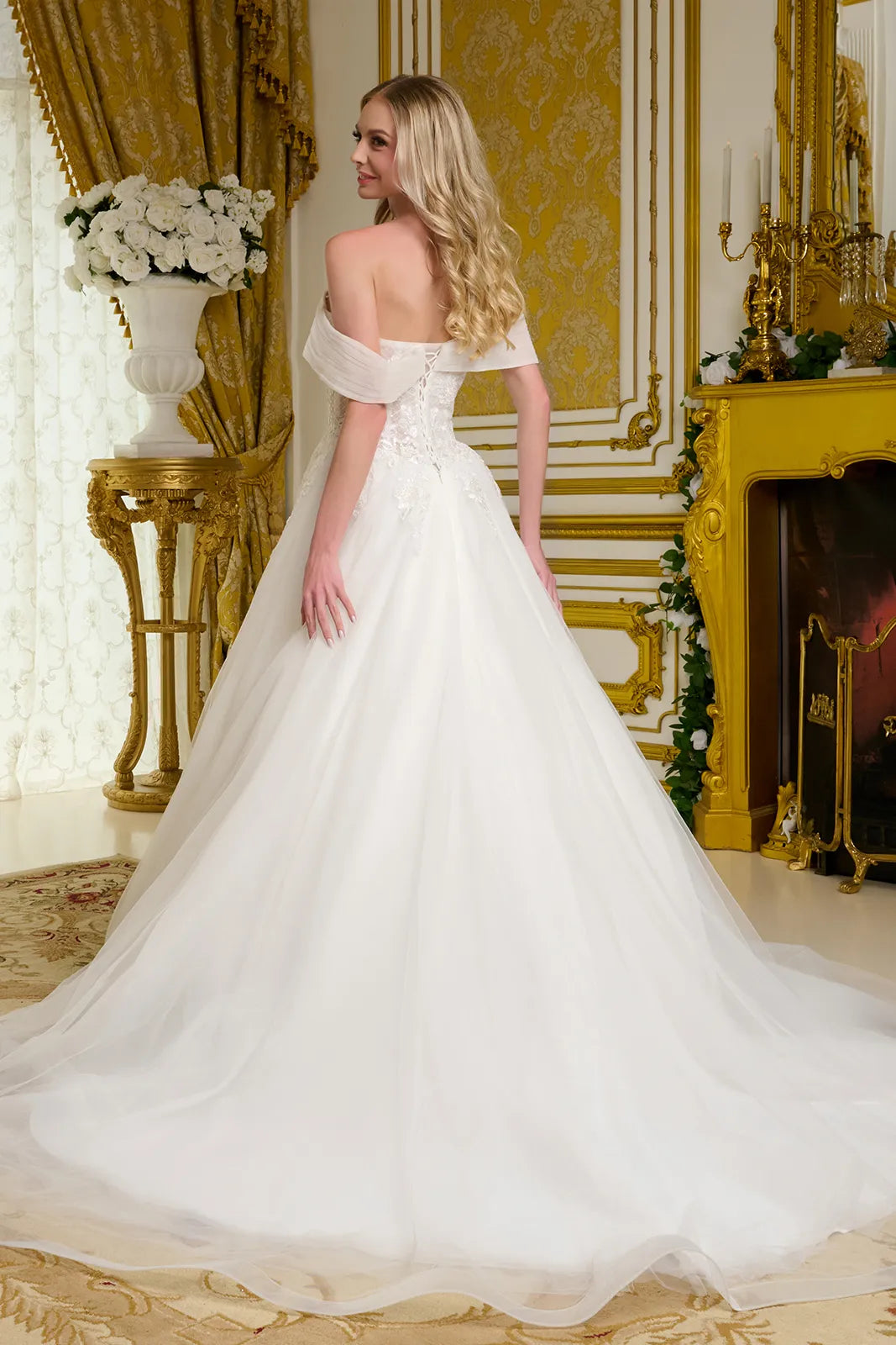 Off Shoulder Bridal Gown by Elizabeth KGL3657