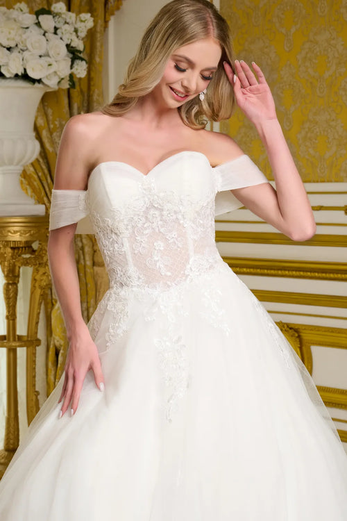 Off Shoulder Bridal Gown by Elizabeth KGL3657