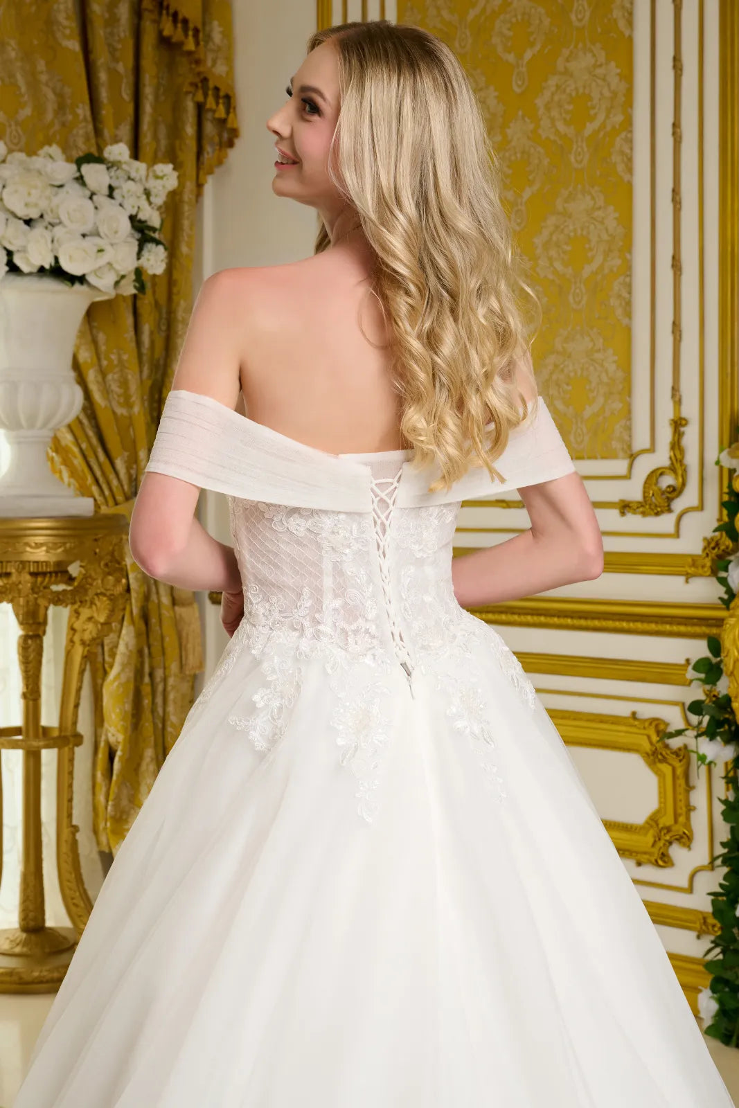 Off Shoulder Bridal Gown by Elizabeth KGL3657