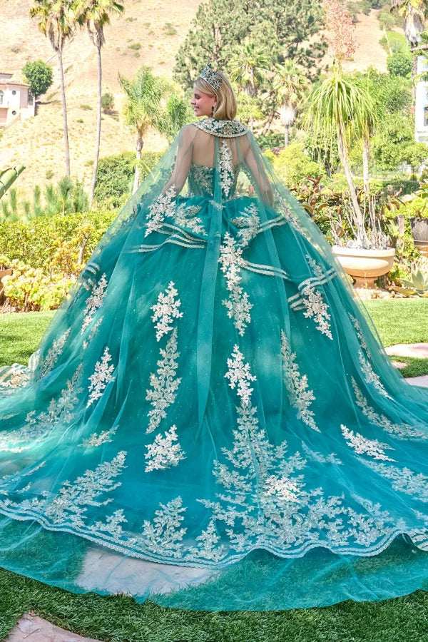 Elizabeth K GREEN Glitter Tulle, Mesh Ball Gown Quinceanera Dresses