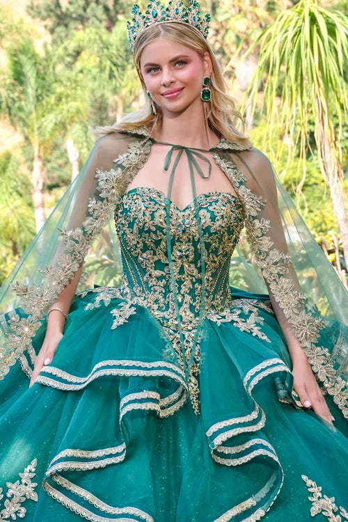 Elizabeth K GREEN Glitter Tulle, Mesh Ball Gown Quinceanera Dresses