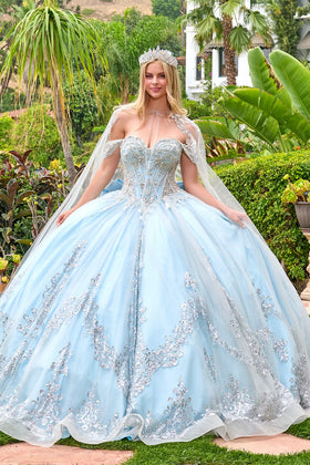 Off-The-Shoulder Sweetheart Beaded Corset Ball Gown with Oversized Bow by Elizabeth K GL3707