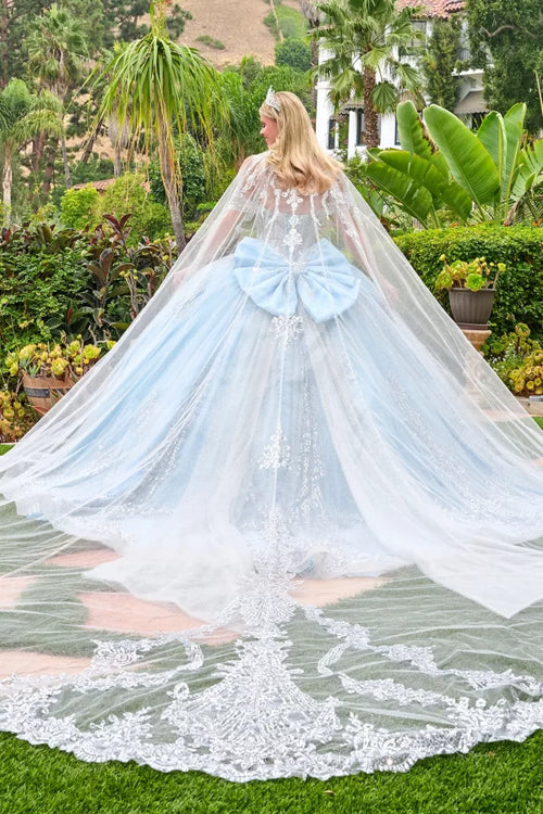 Off-The-Shoulder Sweetheart Beaded Corset Ball Gown with Oversized Bow by Elizabeth K GL3707
