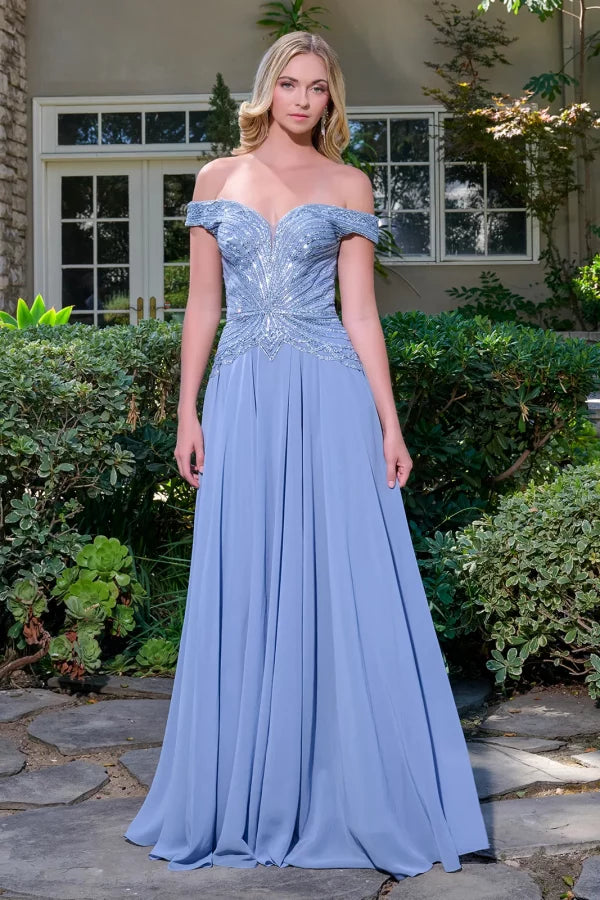 a line prom dress blue Off The Shoulder by GLS Gloria GL3738 What Does A Line Step into elegance with Evening Dress Color:Dark_Green