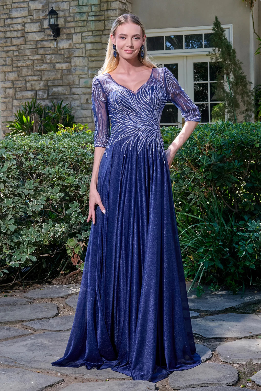 V-Neck Mother of the Bride Dress by Gloria GL3739