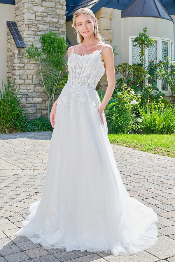 GLS By Gloria OFF WHITE Lace, Mesh, Tulle A-Line Wedding Dresses