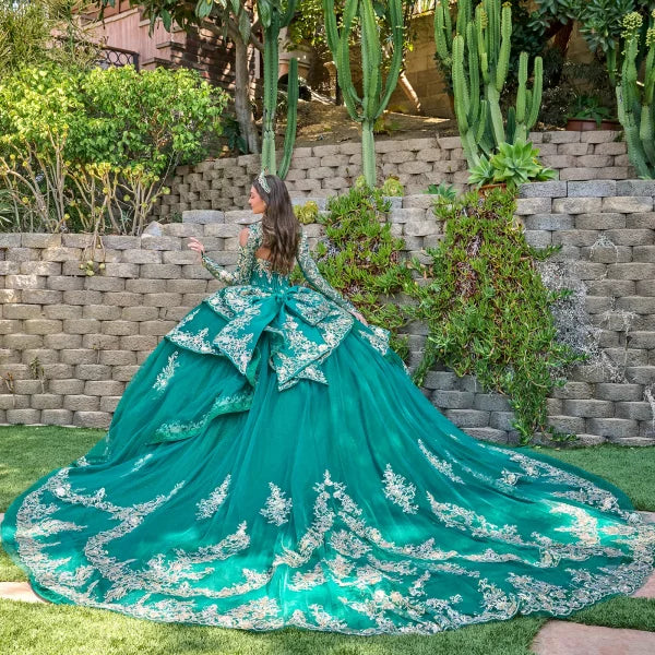 Strapless Sweetheart Beaded Tulle Dress with Detachable Sleeves Ball Gown by Elizabeth K GL3800