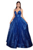 Glitter A-Line Pageant Long Gown 2025 Dual Straps Formal Dress - ROYAL BLUE / 2 - Dress