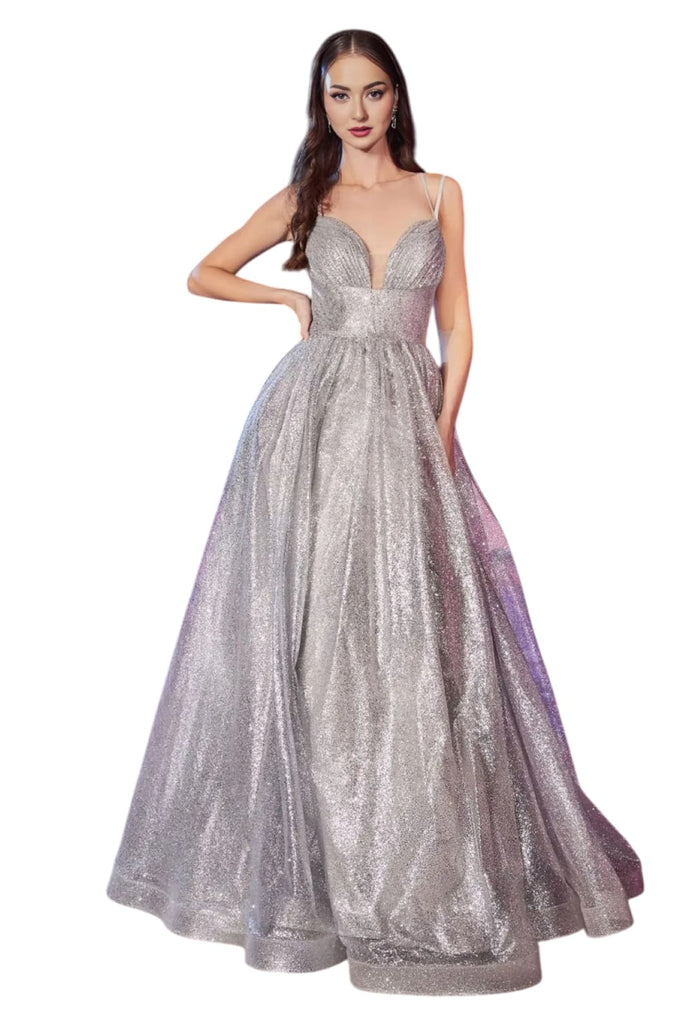 Glitter A-Line Pageant Long Gown 2025 Dual Straps Formal Dress - SILVER / 2 - Dress