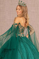 Glitter Cape Sleeve Ball Gown by Elizabeth K GL3139 - Quinceanera Dresses