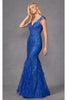 Glitter Fitted Short Sleeve Feather Gown by Juliet 286 - Dress