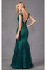 Glitter Fitted Short Sleeve Feather Gown by Juliet 286 - Dress