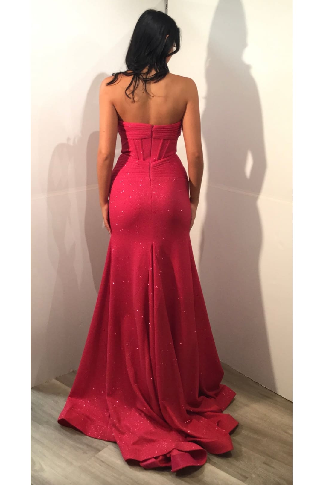 Glitter Fitted Strapless Slit Gown by Jovani 43065 - Long Formal Dresses