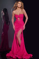 Glitter Fitted Strapless Slit Gown by Jovani 43065 - 00 / Fuchsia - Long Formal Dresses
