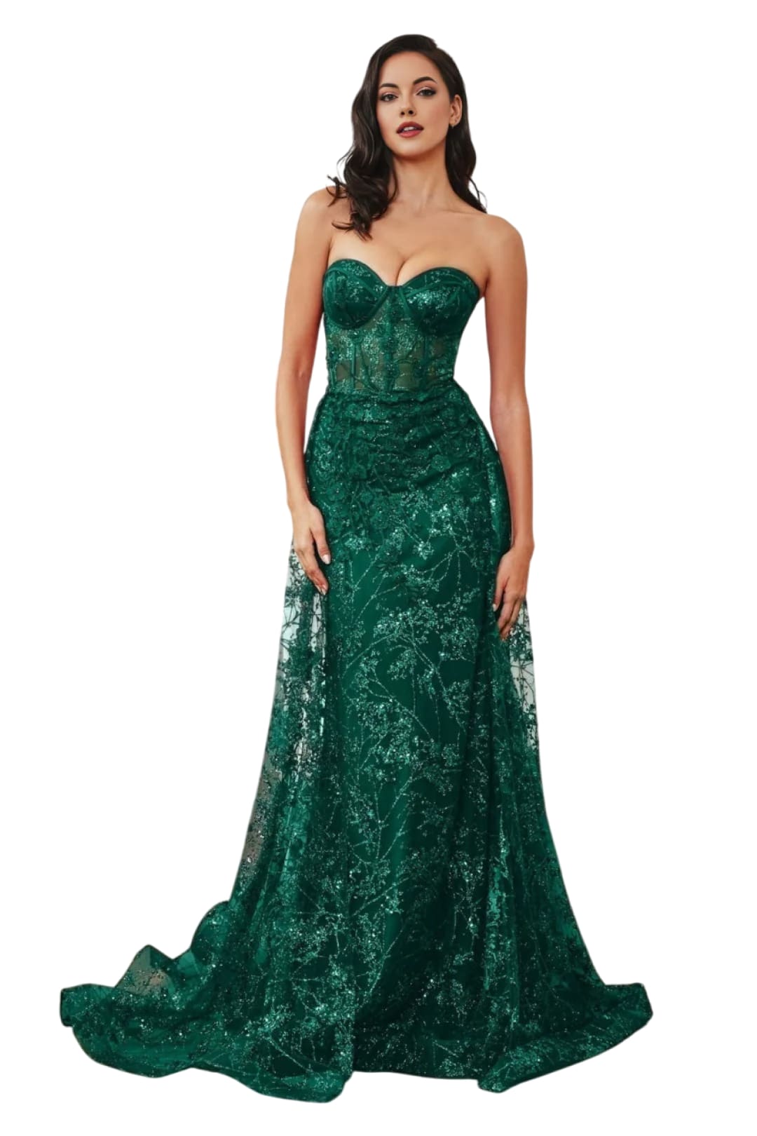 Glitter Floral Prom Gown 2025 Elegant Formal Dress - EMERALD GREEN / 2 - Dress