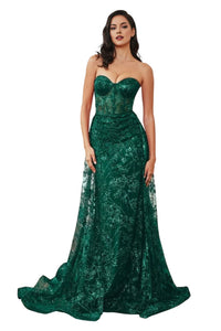 Glitter Floral Prom Gown 2025 Elegant Formal Dress - EMERALD GREEN / 2 - Dress