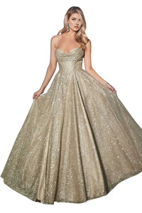 Glitter Long Prom Dress 2025 Sparkling Evening Gown - CHAMPAGNE GOLD / 2 - Dress