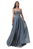 Glitter Long Prom Dress 2025 Sparkling Evening Gown - SMOKY BLUE / 4 - Dress