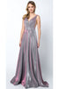 Glitter Long Prom Dress And Plus Size - MAUVE/MAGENTA / XS