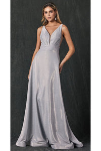 Glitter Long Prom Dress And Plus Size - SILVER / XS